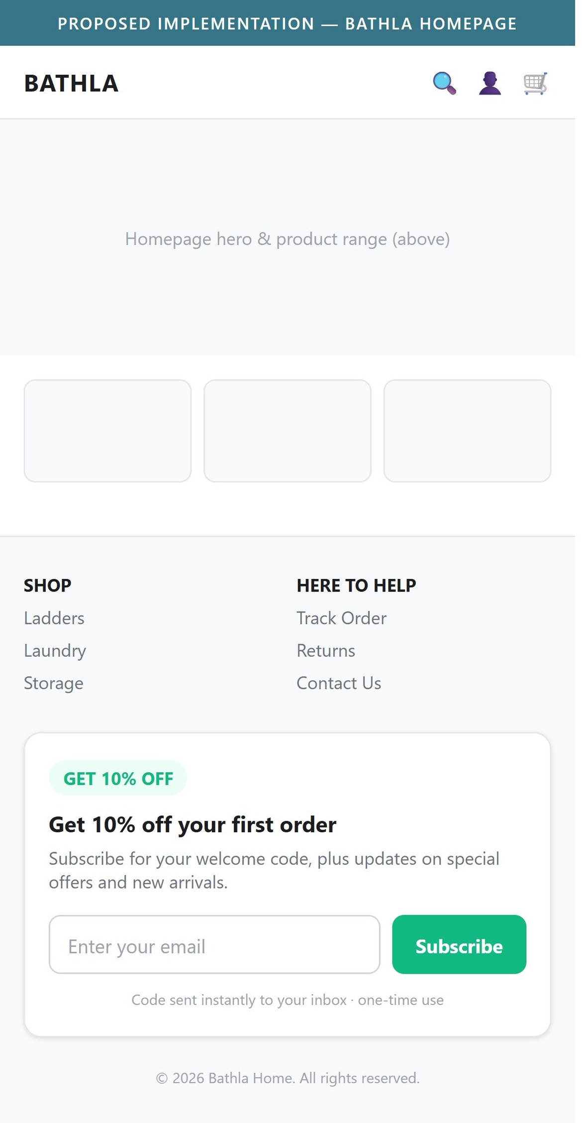 Proposed Implementation — Bathla Homepage