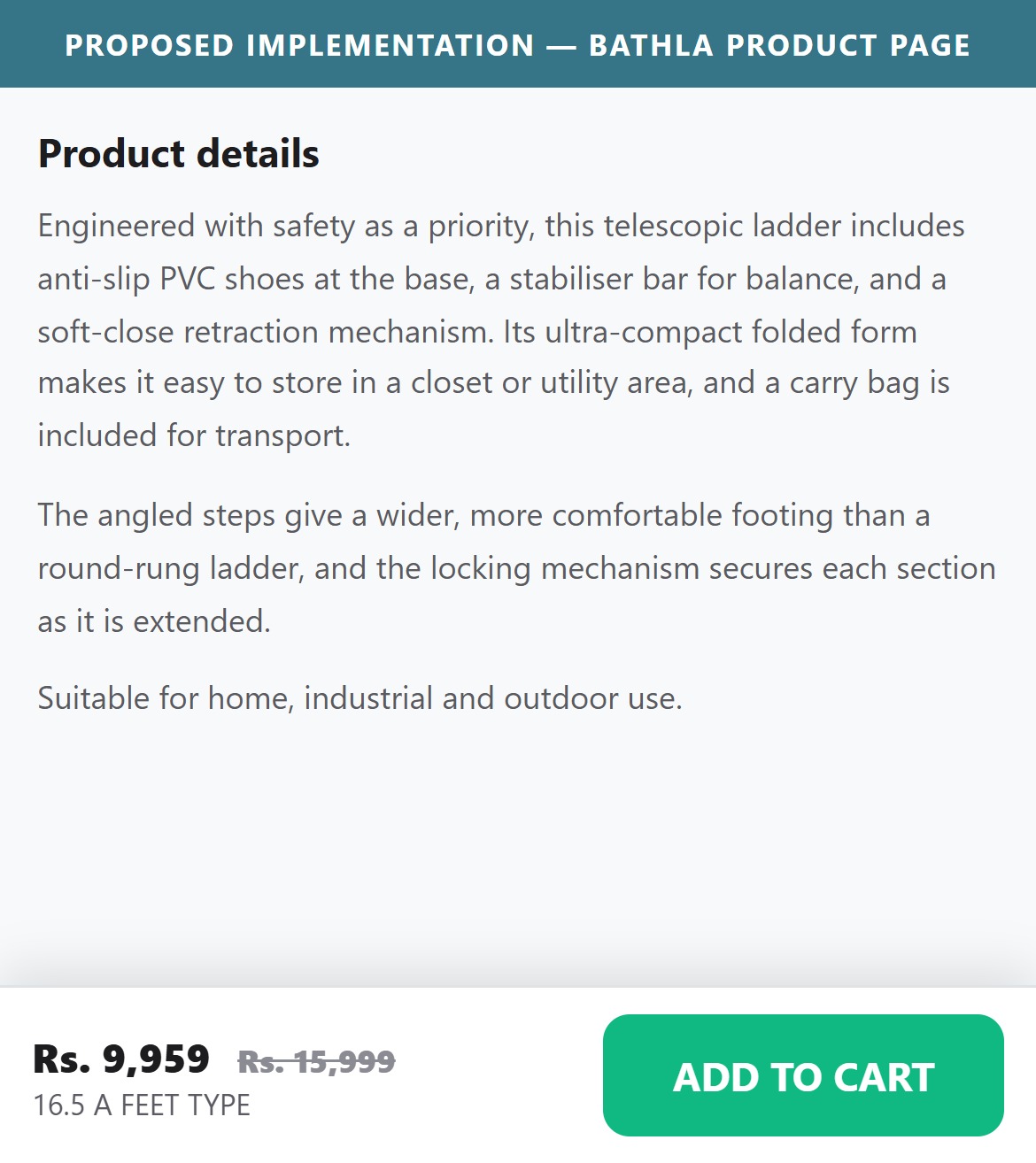 Proposed Implementation — Bathla Product Page