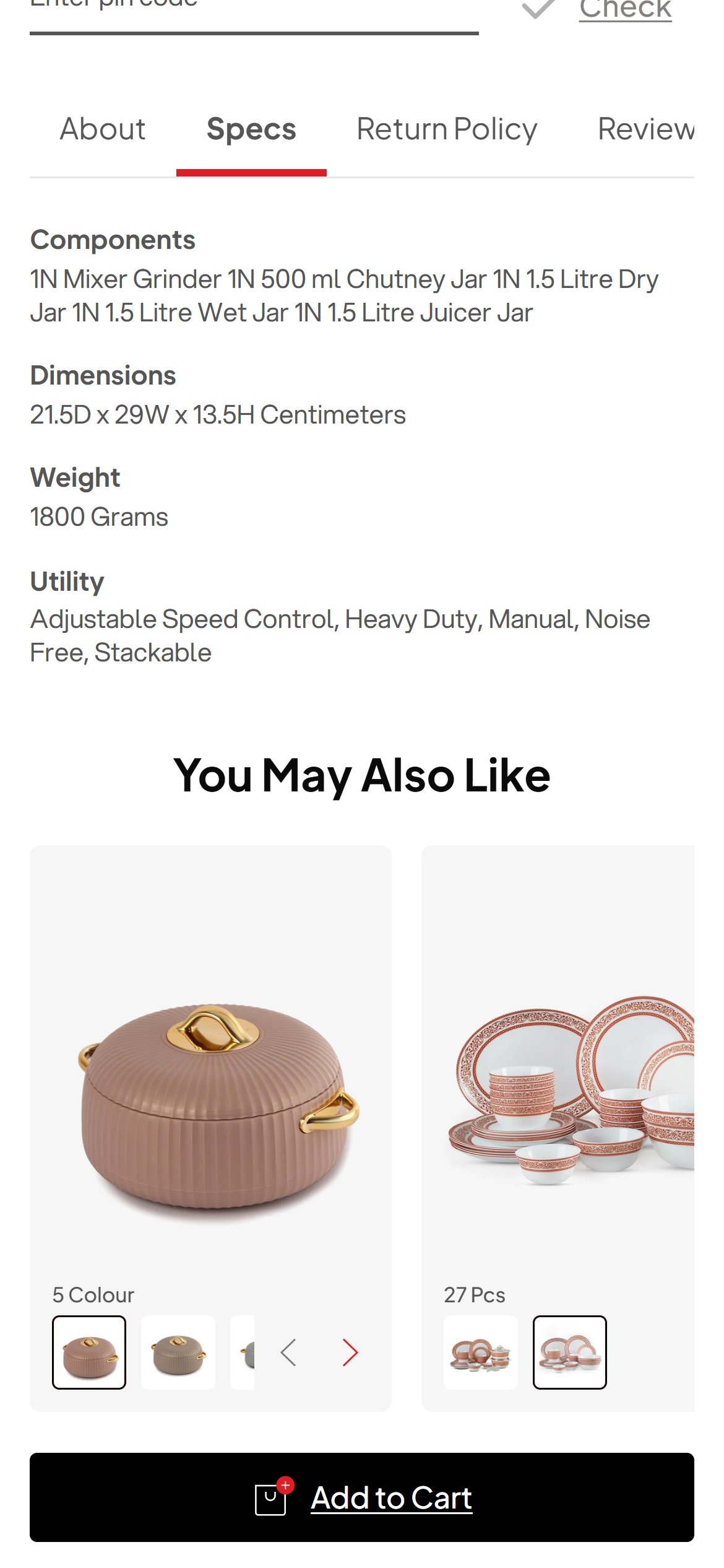 Cello World — Specs tab with Dimensions and Weight
